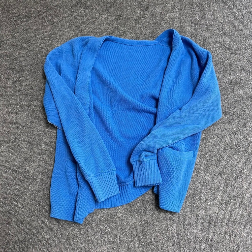 Unbranded Cardigan Womens Size L Blue Open Front Lightweight Cotton Knit Pockets